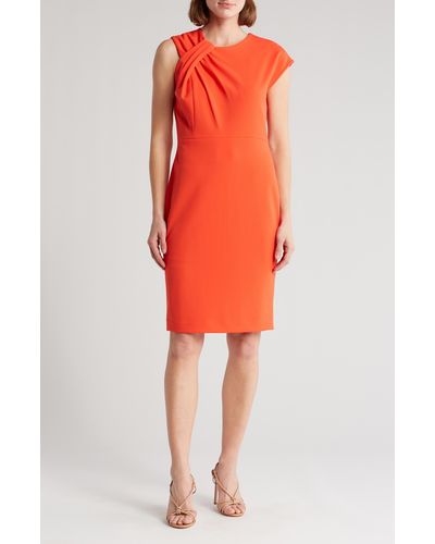 Calvin Klein Asymmetric Knot Sheath Dress - Orange