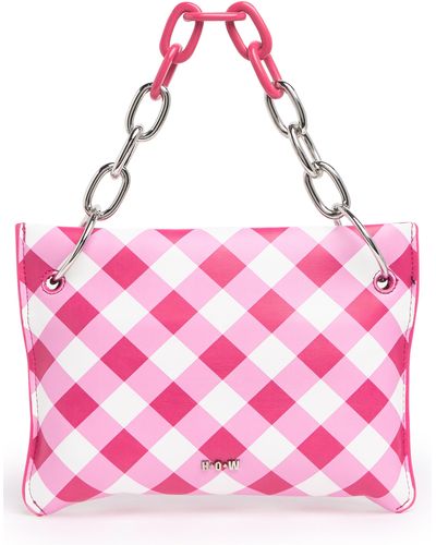 House of Want Vegan Leather Chill Clutch Handbag In Fuchsia Gingham At Nordstrom Rack - Multicolor
