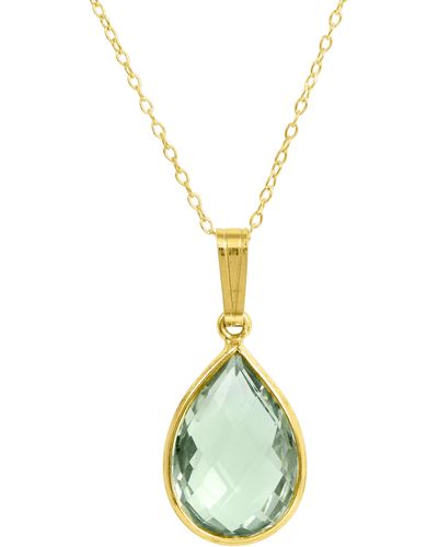 Savvy Cie Jewels 18k Gold Plated Sterling Silver Semiprecious Stone Pendant Necklace - Blue