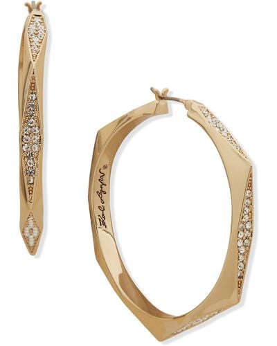 Karl Lagerfeld Crystal Geometric Hoop Earrings - Metallic