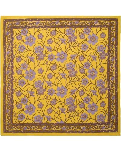 Saachi Nerium Floral Border Print Scarf - Yellow