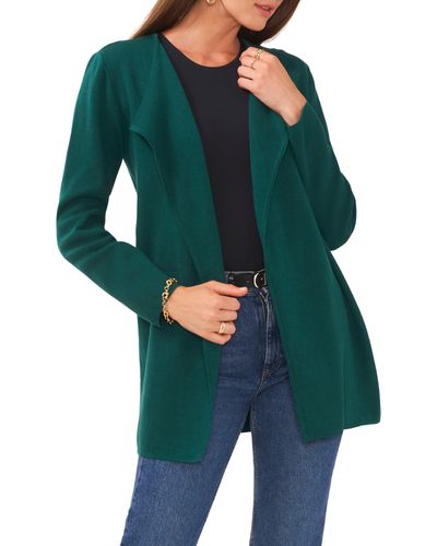 Vince Camuto Drape Front Combed Cotton Cardigan - Green