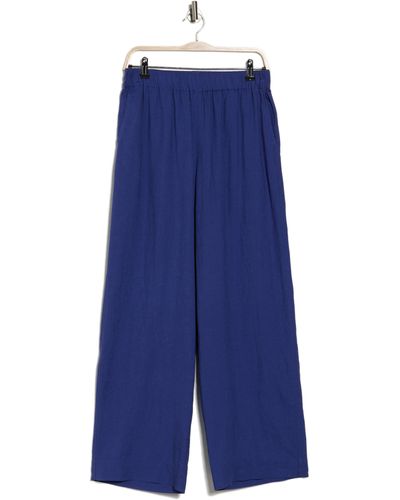 Madewell High Waist Linen Blend Wide Leg Pants - Blue