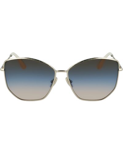 Victoria Beckham Hammered 59mm Sunglasses - Blue