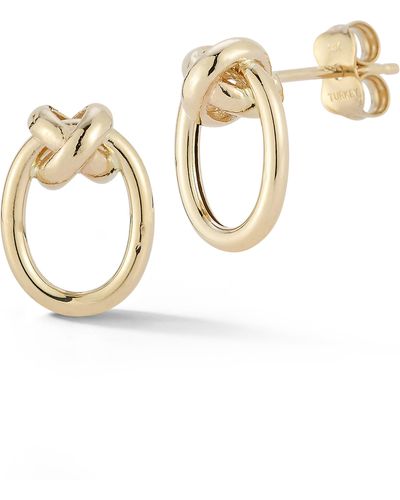 Ember Fine Jewelry 14k Yellow Gold Knot Oval Stud Earrings - Metallic
