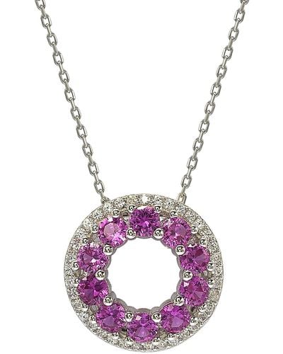 Suzy Levian 18k Yellow Gold & Sterling Silver Pink & Created White Sapphire Diamond Accent Open Circle Pendant Necklace