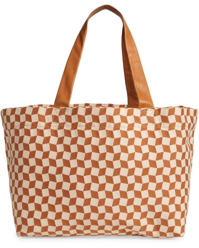 Madewell Large Check Tote - Brown