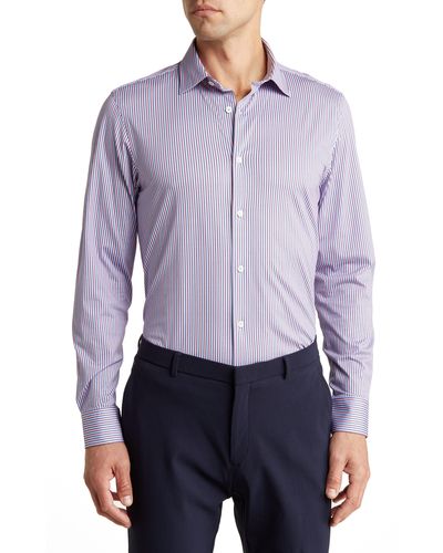 Bugatchi Ooohcotton® Stripe Print Button-up Shirt - Purple