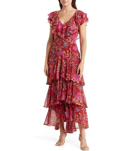 Wayf Floral Tiered Ruffle Dress