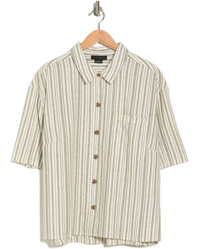 Sanctuary Camp Linen Stripe Button-up Shirt - White