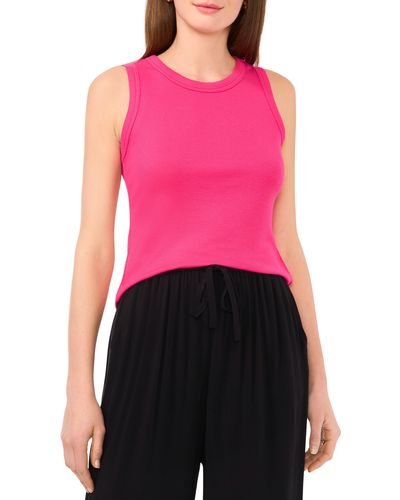 Halogen® Fitted Ribbed Tank Top - Pink