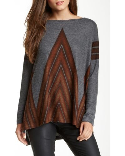 Go Couture Printed Dolman Sleeve Sweater - Brown