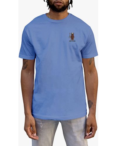 Riot Society Gone Fishing Embroidered Cotton T-shirt - Blue