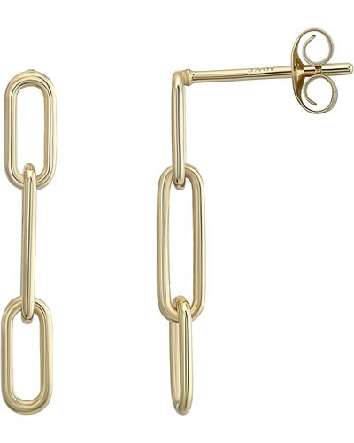 CANDELA JEWELRY 10k Yellow Gold Paper Clip Link Drop Earrings - White