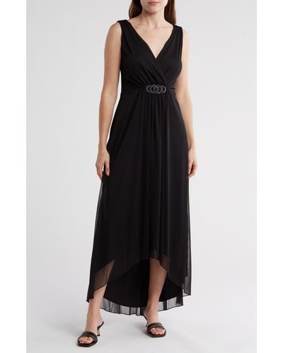 Connected Apparel High-low Chiffon Dress - Black