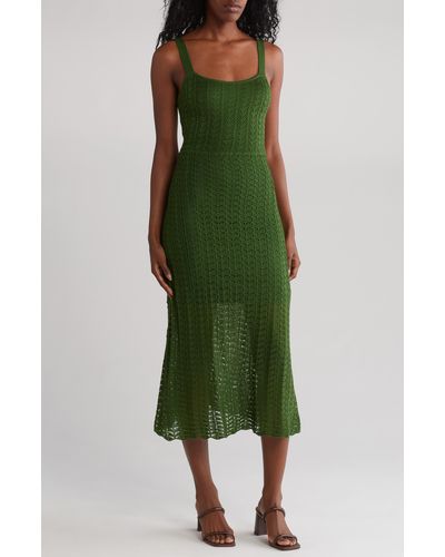 Lush Crochet Midi Dress - Green