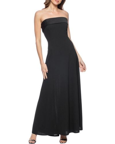 Marina Scuba Strapless Evening Gown - Black