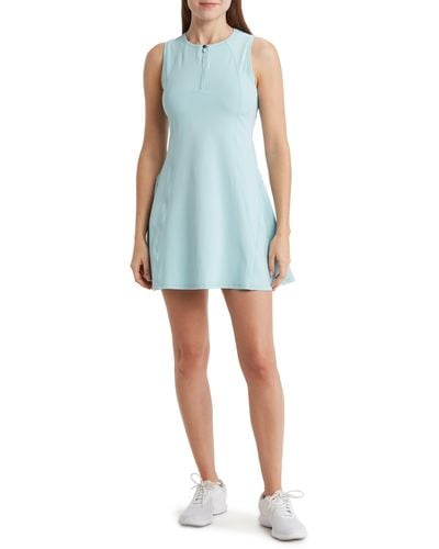 90 Degrees Airlux Infinity Quarter Zip Tennis Dress - Blue