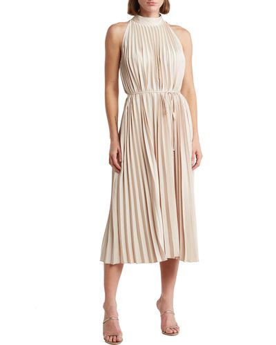 Sam Edelman Sleeveless Pleated Dress - Natural