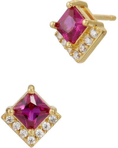 Savvy Cie Jewels Simulated Stone & Cubic Zirconia Stud Earrings - Pink