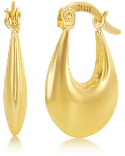 Simona 14k Gold Puffed Hoop Earrings - Metallic