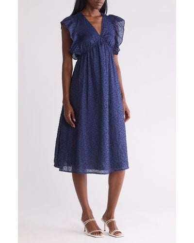 Wishlist Jacquard Babydoll Dress - Blue