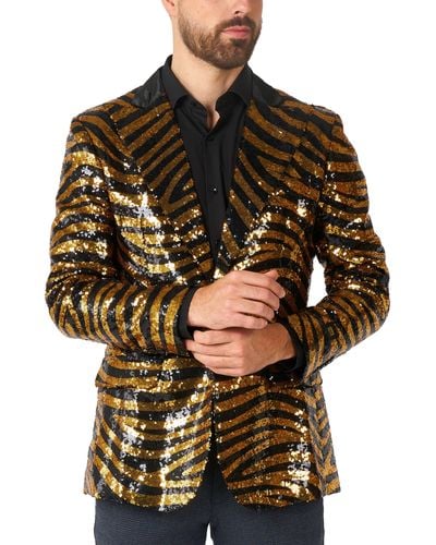 Opposuits Tiger Royale Sequin Notch Collar Blazer - Black