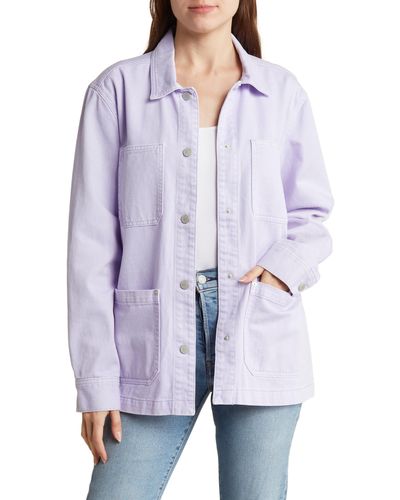 Blank NYC Garment Dyed Cotton Shacket - Purple
