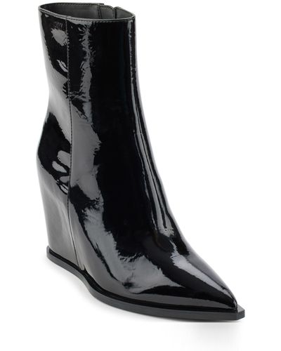 DKNY Iris Pointed Toe Wedge Bootie - Black
