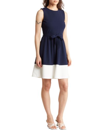 DKNY Sleeveless Colorblock Sheath Dress - Blue