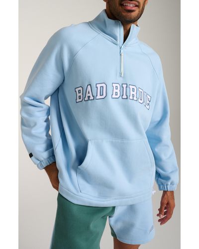 BAD BIRDIE Intramural Quarter Zip Fleece Pullover - Blue
