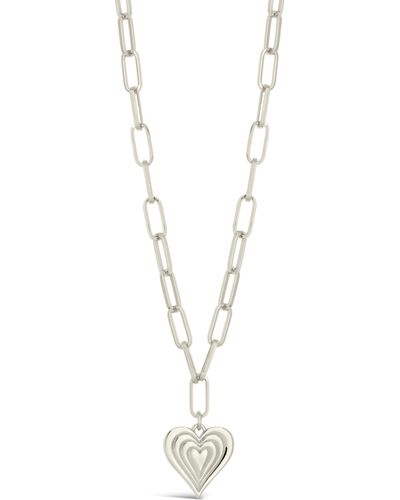 Sterling Forever Beating Heart Pendant Necklace - White