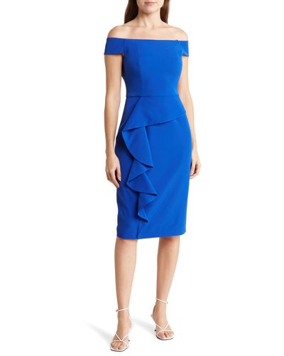 Vince Camuto Off The Shoulder Cocktail Dress - Blue