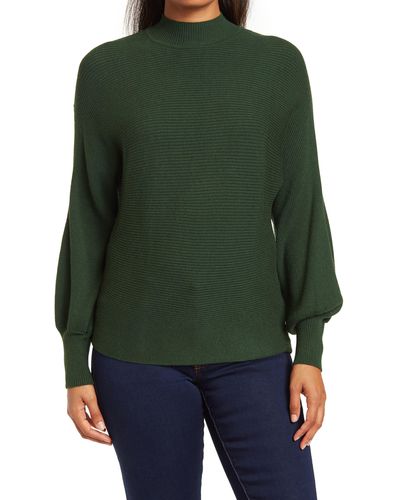 Tahari Mock Neck Dolman Sleeve Sweater - Green
