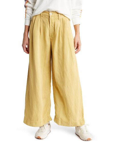 Mother Pouty Prep High Waist Ankle Wide Leg Jeans - Yellow