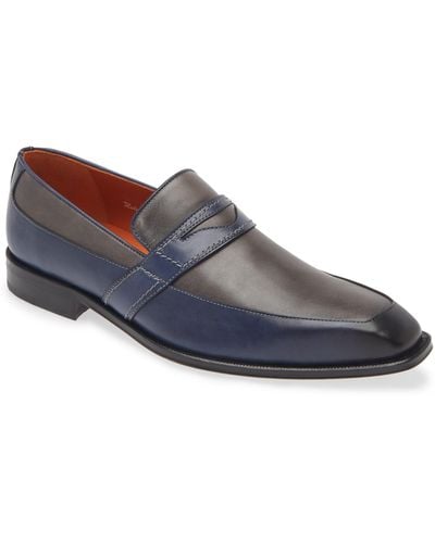 Mezlan Two-tone Leather Penny Loafer - Blue
