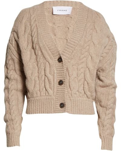 FRAME Merino Wool Cable Cardigan In Oatmeal At Nordstrom Rack - Natural