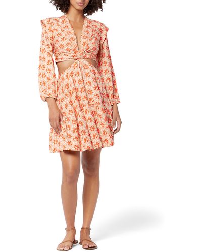Joie Maeve Floral Cutout Long Sleeve Minidress - Orange