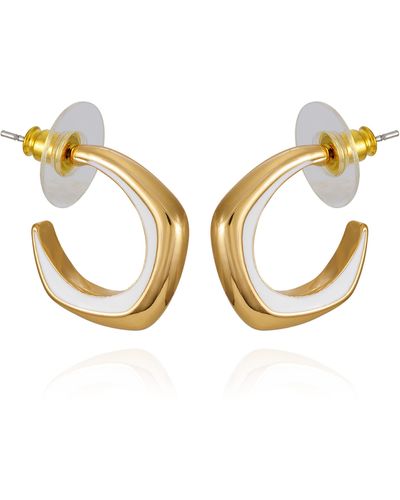 T Tahari Stone Hoop Earrings - Metallic