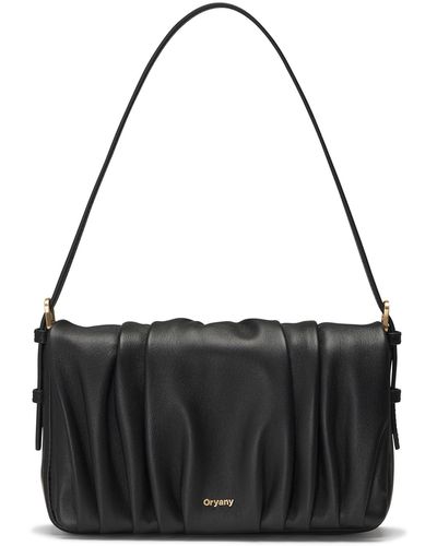 orYANY Bell Pleated Leather Shoulder Bag - Black