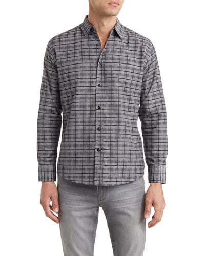 T.R. Premium Plaid Button-up Shirt - Gray
