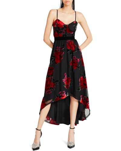 Betsey Johnson Rosalia Floral Velvet High-low Dress - Black
