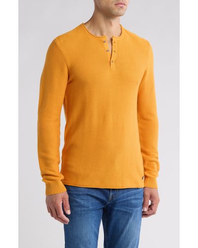 Buffalo David Bitton Wifuz Cotton Henley Sweater - Orange