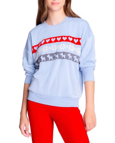 Pj Salvage Starry Sky Pullover Lounge Sweater - Red