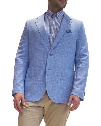 Tailorbyrd Micro Plaid Linen Blend Sportcoat - Blue