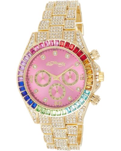 Ed Hardy X Crystal Bracelet Watch - Pink