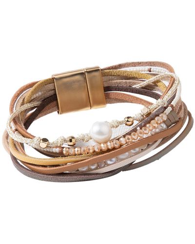 Saachi Grace Pearl Beaded Leather Bracelet - White