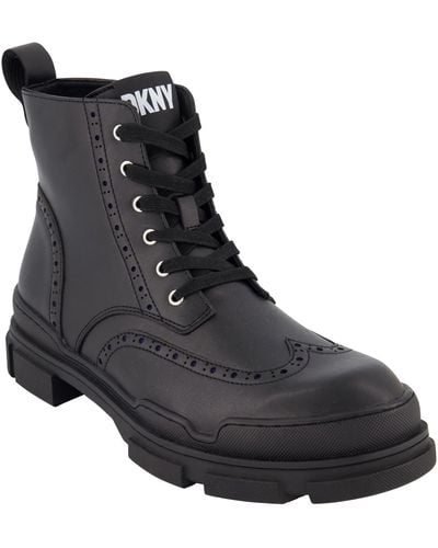DKNY Wingtip Lug Boot - Black