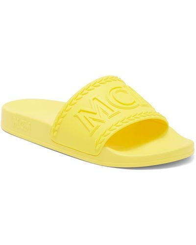 MCM Logo Slide Sandal - Yellow