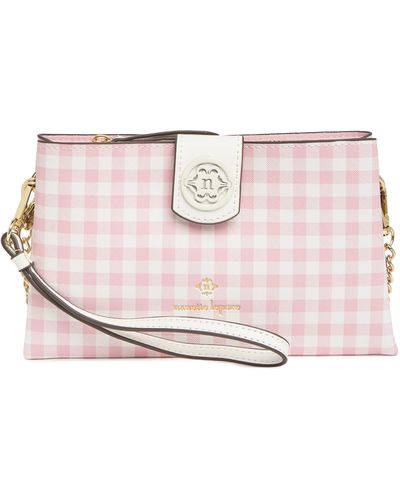 Nanette Lepore Daisy Print Wallet On A Chain In Pink Gingham At Nordstrom Rack